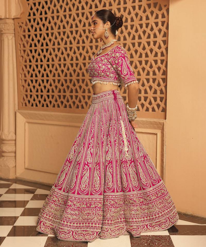 Inaya - Hotpink Lehenga with Blouse and Dupatta