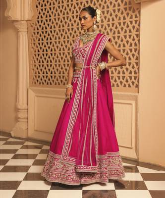 Ilma - Hotpink Lehenga with Blouse and Dupatta 1