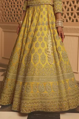 Noorali - Mustard Lehenga with Choli and Dupatta