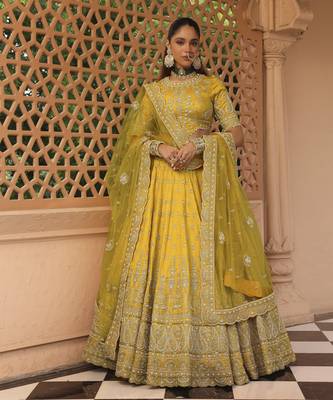 Uzma - Mustard Lehenga with Blouse and Dupatta 1