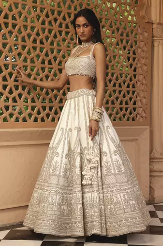 Iqra - Ivory Lehenga with Blouse and Dupatta