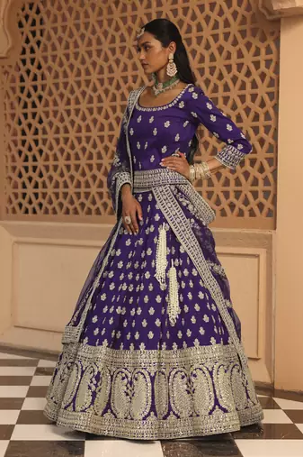Aasmaa - Purple Lehenga with Choli and Dupatta