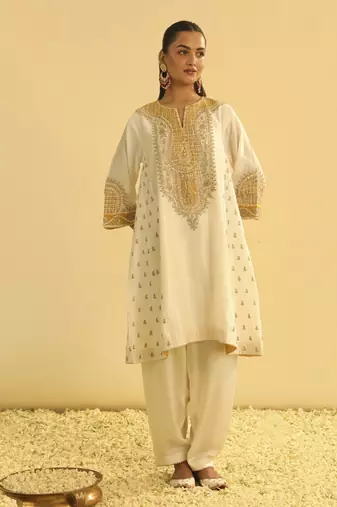 Arisana - daisy ivory short kalidaar chauga with salwar