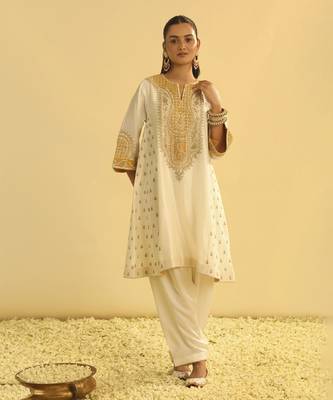 Arisana - daisy ivory short kalidaar chauga with salwar 1