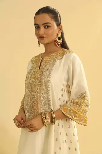 Arisana - daisy ivory short kalidaar chauga with salwar