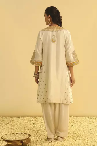 Arisana - daisy ivory short kalidaar chauga with salwar