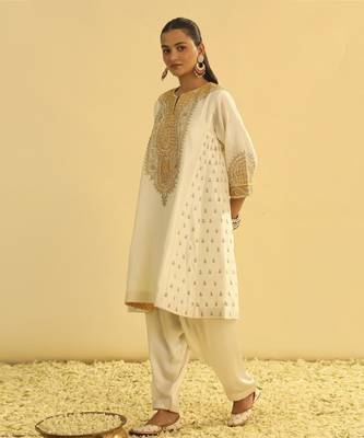 Arisana - daisy ivory short kalidaar chauga with salwar 5