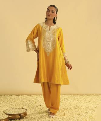 Arisana - mustard short kalidaar chauga with salwar 1