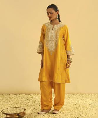Arisana - mustard short kalidaar chauga with salwar 2