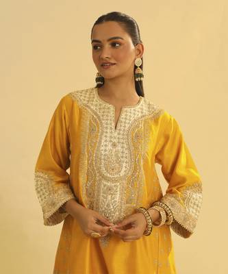 Arisana - mustard short kalidaar chauga with salwar 3
