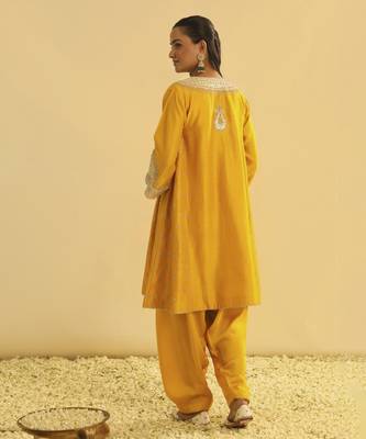 Arisana - mustard short kalidaar chauga with salwar 4
