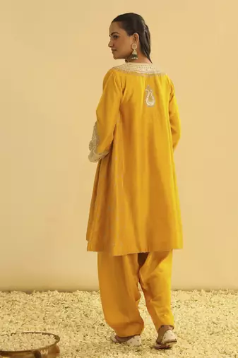 Arisana - mustard short kalidaar chauga with salwar
