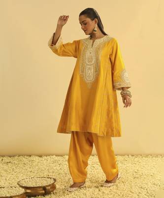 Arisana - mustard short kalidaar chauga with salwar 5