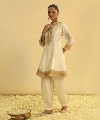 Amani - daisy ivory a-line kurta with salwar & dupatta 4