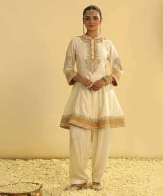 Amani - daisy ivory a-line kurta with salwar & dupatta 5