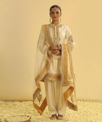 Amani - daisy ivory a-line kurta with salwar & dupatta 1