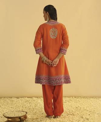 Rayana - orange a-line kurta with salwar & dupatta 2