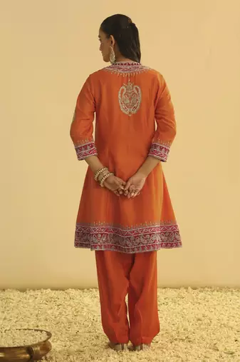 Rayana - orange a-line kurta with salwar & dupatta