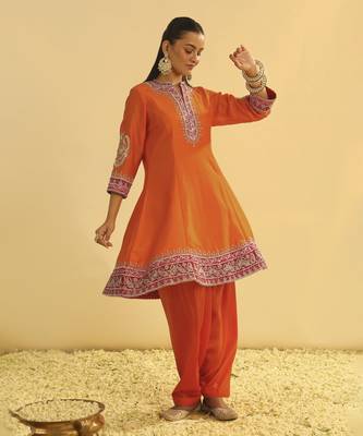 Rayana - orange a-line kurta with salwar & dupatta 3