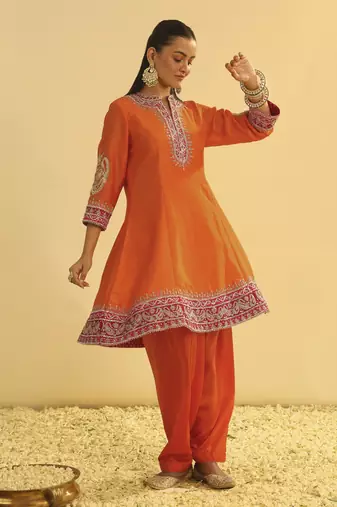 Rayana - orange a-line kurta with salwar & dupatta