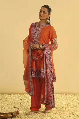 Rayana - orange a-line kurta with salwar & dupatta