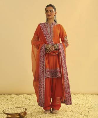 Rayana - orange a-line kurta with salwar & dupatta 1