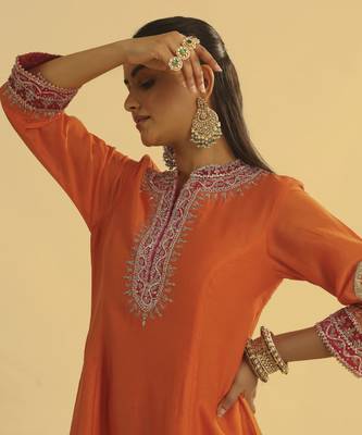 Rayana - orange a-line kurta with salwar & dupatta 5