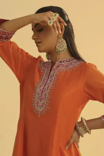 Rayana - orange a-line kurta with salwar & dupatta