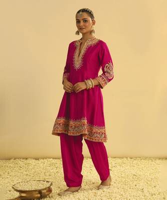 Rayana - hotpink a-line kurta with salwar & dupatta 4