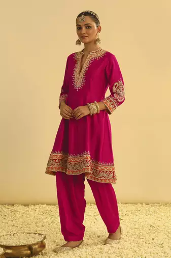 Rayana - hotpink a-line kurta with salwar & dupatta