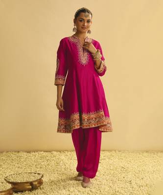 Rayana - hotpink a-line kurta with salwar & dupatta 5