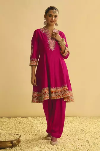 Rayana - hotpink a-line kurta with salwar & dupatta
