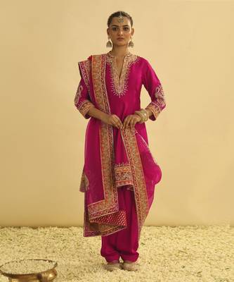 Rayana - hotpink a-line kurta with salwar & dupatta 1