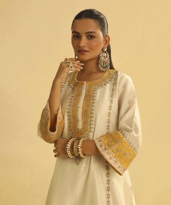 Asmira - daisy ivory long kurta with palazzo & dupatta 3