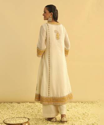 Asmira - daisy ivory long kurta with palazzo & dupatta 4