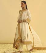 Asmira - daisy ivory long kurta with palazzo & dupatta