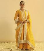Asmira - mustard long kurta with palazzo & dupatta