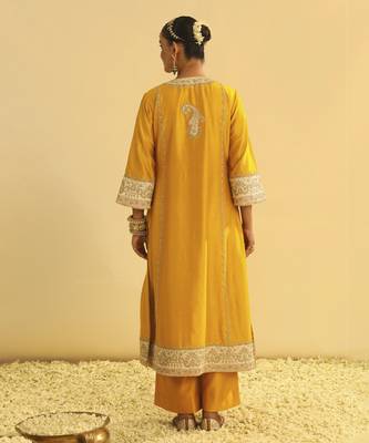 Asmira - mustard long kurta with palazzo & dupatta 3