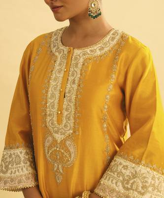 Asmira - mustard long kurta with palazzo & dupatta 4
