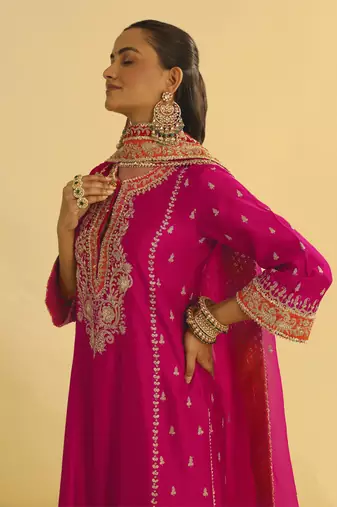 Mayra - hotpink long kurta with palazzo & dupatta