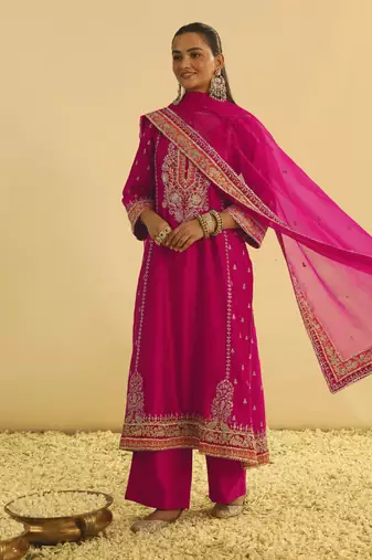Mayra - hotpink long kurta with palazzo & dupatta