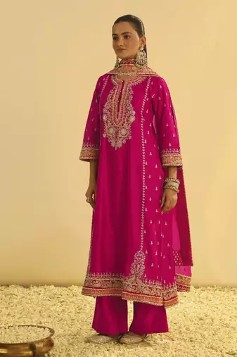 Mayra - hotpink long kurta with palazzo & dupatta