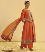 Mayra - orange long kurta with palazzo & dupatta