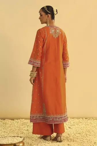 Mayra - orange long kurta with palazzo & dupatta