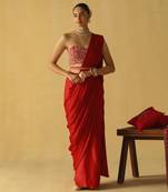 Rumaan - deep red saree set