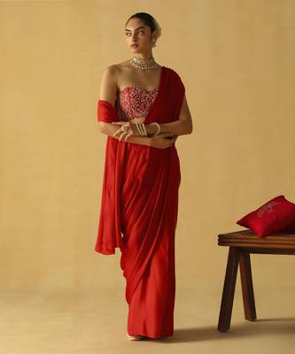 Rumaan - deep red saree set 4