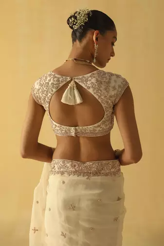 Maliha - daisy ivory saree set