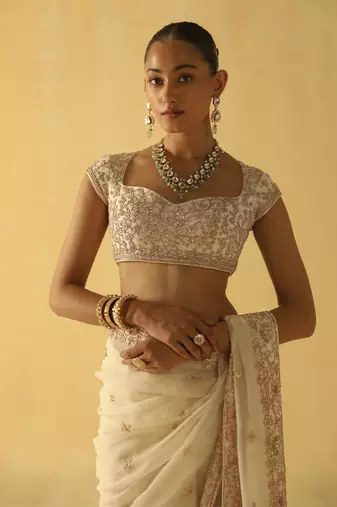 Maliha - daisy ivory saree set