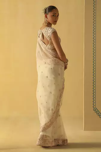 Maliha - daisy ivory saree set