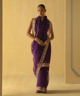 Hannah - deep purple saree set 2